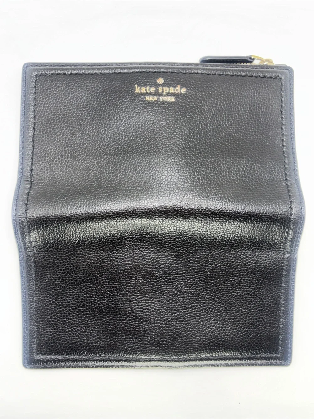 kate spade Black Pebbled Leather Zip Clutch Wallet